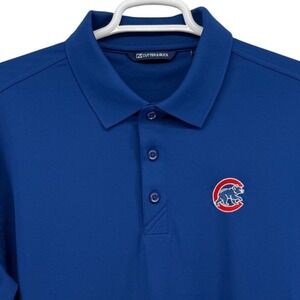 Cutter & Buck Mens Chicago Cubs MLB Polo Shirt Royal Blue Performance Size LT
